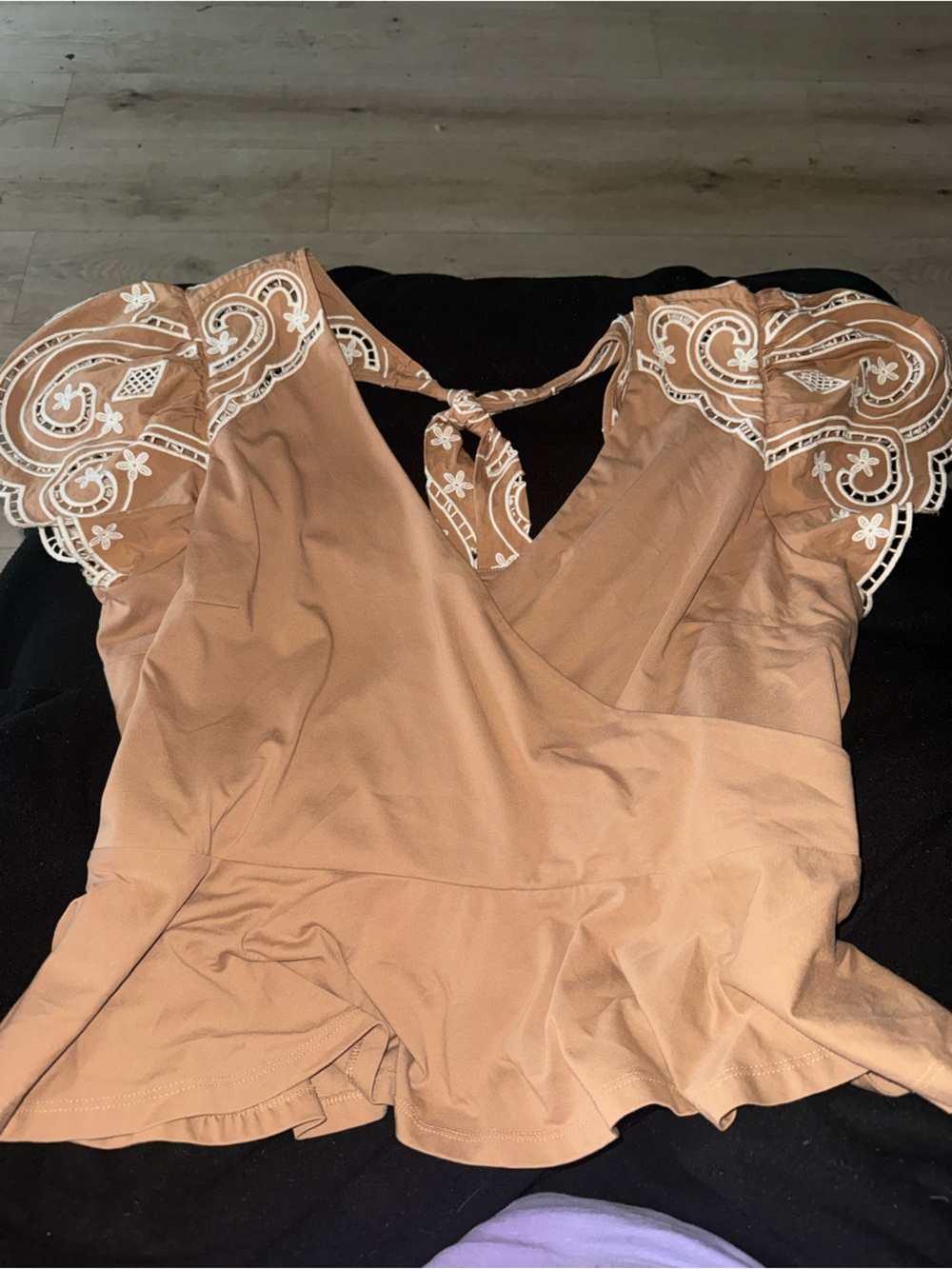 Express Tan Lace-Trim Bandeau Top